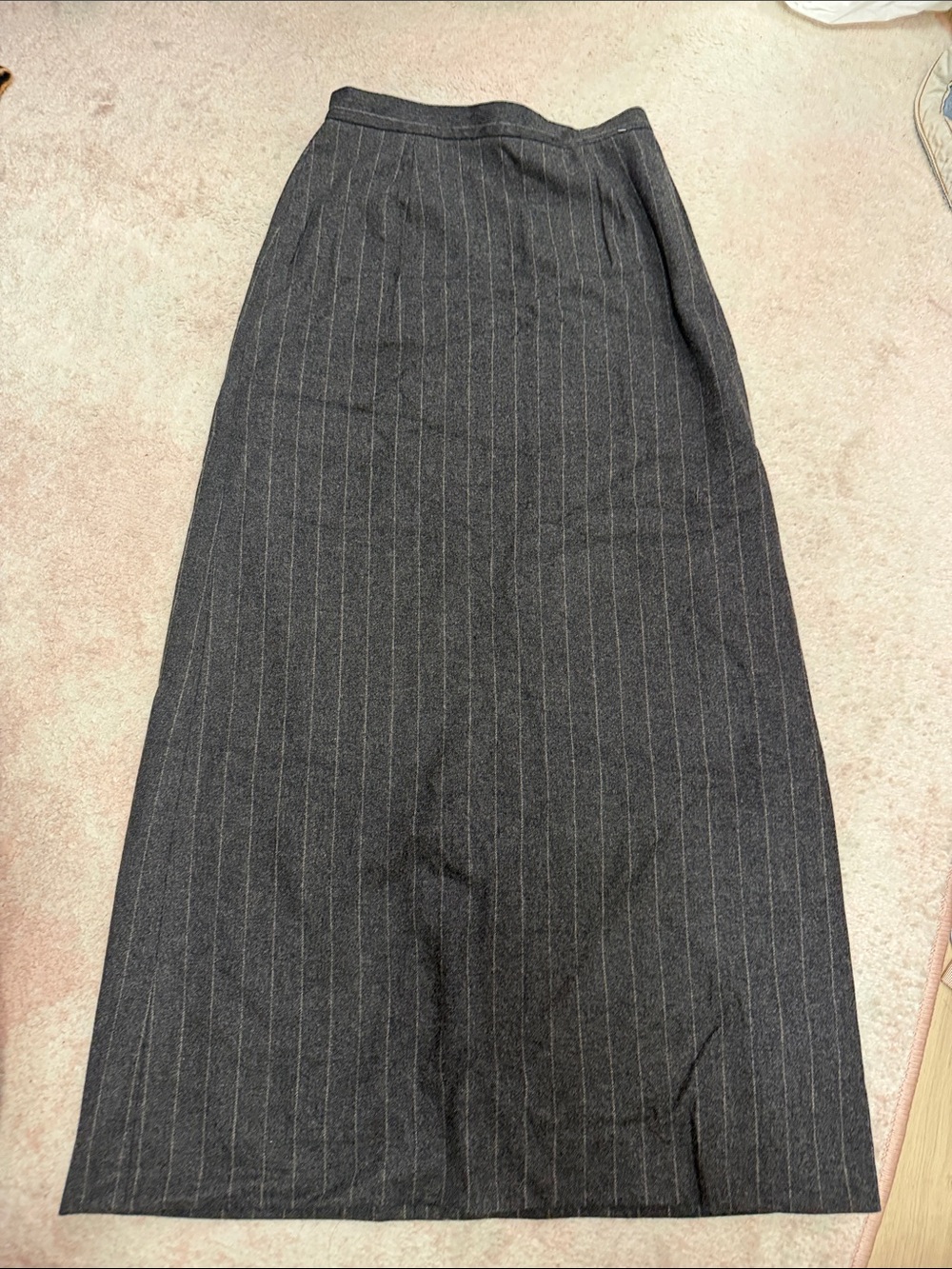 J. Crew Wool & Cashmere Charcoal Pinstripe Maxi Skirt